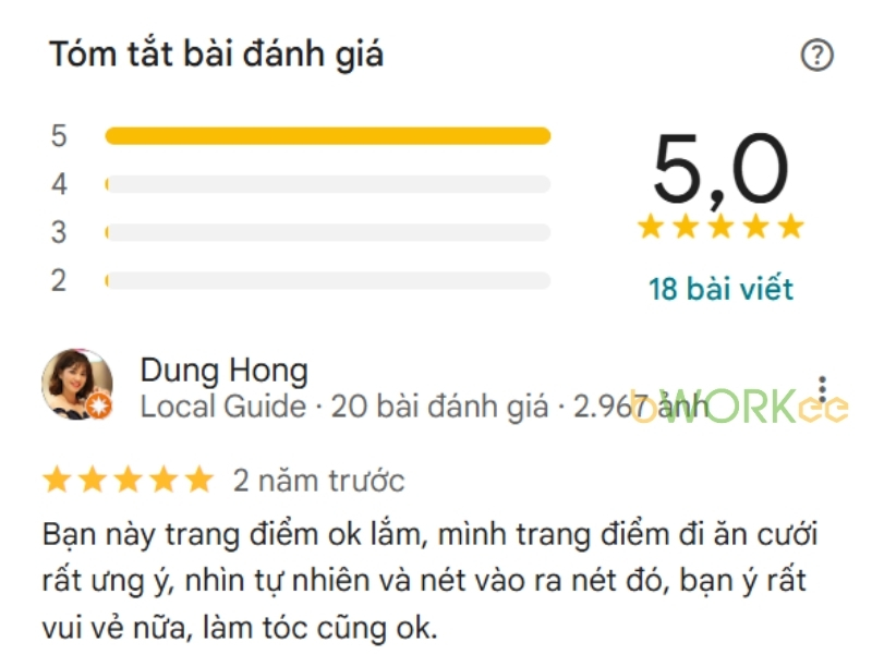 Đánh giá của khách hàng về Dung Nhi Make up – Trải nghiệm thực tế từ Bworkee