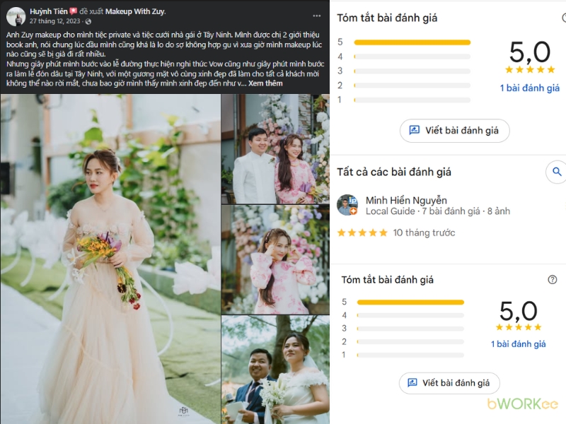 Đánh giá của khách hàng về Makeup With Zuy
