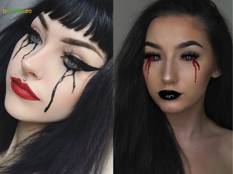 Makeup Halloween Theo Phong Cách Nước Mắt Máu