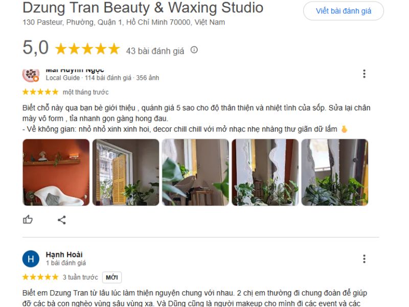 Đánh giá về Dzung Tran Beauty & Waxing Studio