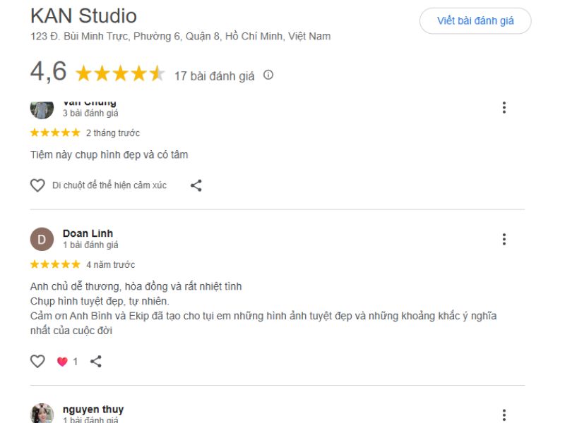 Đánh giá của khách hàng về KAN Studio