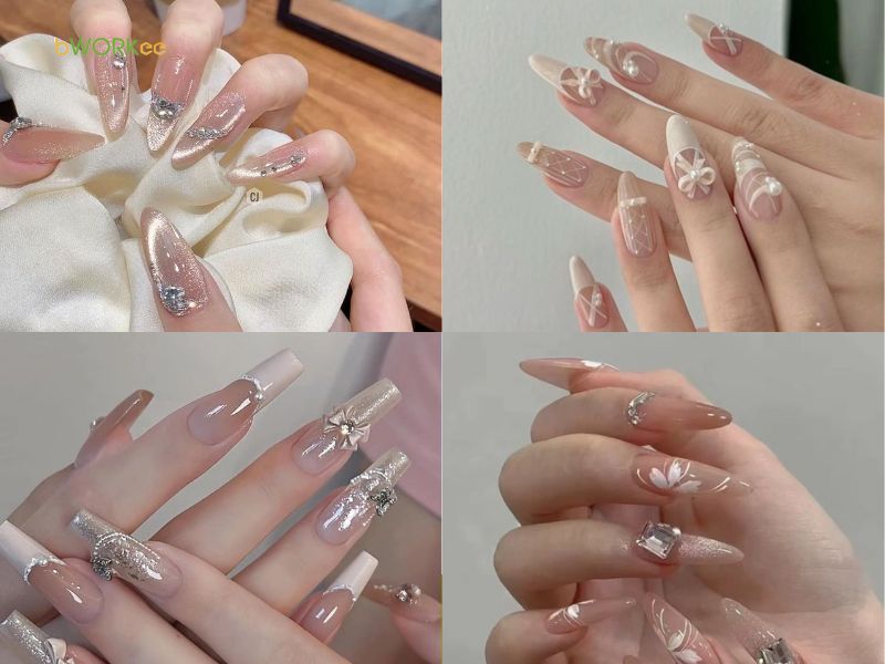 Nail cô dâu màu nude