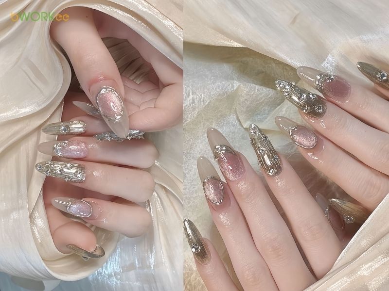 Nail đính đá sang trọng, tinh tế – Khí chất quý phái