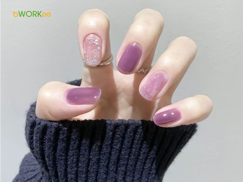 Nail màu tím thạch