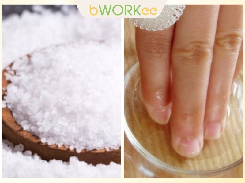  Dưỡng m&oacute;ng tay với nước muối 