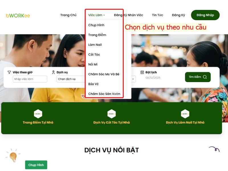 Cách 1: Lựa chọn dịch vụ theo nhu cầu